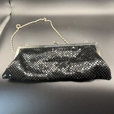 Vintage Black Metal Mesh Clutch/ Cocktail Purse With Silver Hardware/ Chain