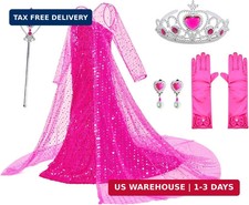 Luxury Princess Dress Costumes with Shining Long Cape Girls Birthday Party
