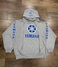 Vintage Y2k Yamaha Quad Hit Graphic Hoodie Grey Blue XL Racing
