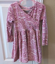 Mini Boden Butterfly Floral Pink Long Sleeve Dress Size 4-5Y