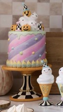 Mackenzie-Childs Halloween Trick or Treat Cake Pumpkins Ghosts Pedestal New Box