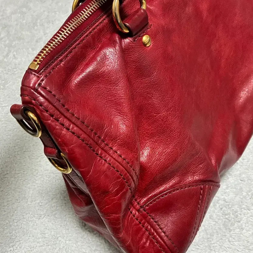 Prada Red Vitello Shine Tote/Shoulder Bag - Lightly Used thumbnail 12