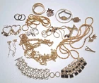 Vtg Now Gold Tone Costume Jewelry Lot Mostly Unsigned Necklaces Bracelets More