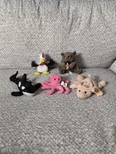 Lot 5 GANZ Vintage Plush Stuffed Animals 1996 Whale Octopus Bear Chicken Pig...