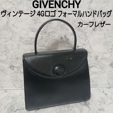 GIVENCHY 4G Logo Formal Top Handle Handbag Black Leather Vintage Used From Japan