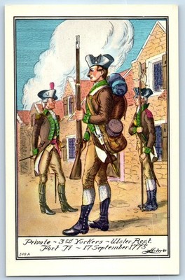 Private 3rd Yorkers Ulster Regiment Fort Ti Signed Artist Vintage Postcard