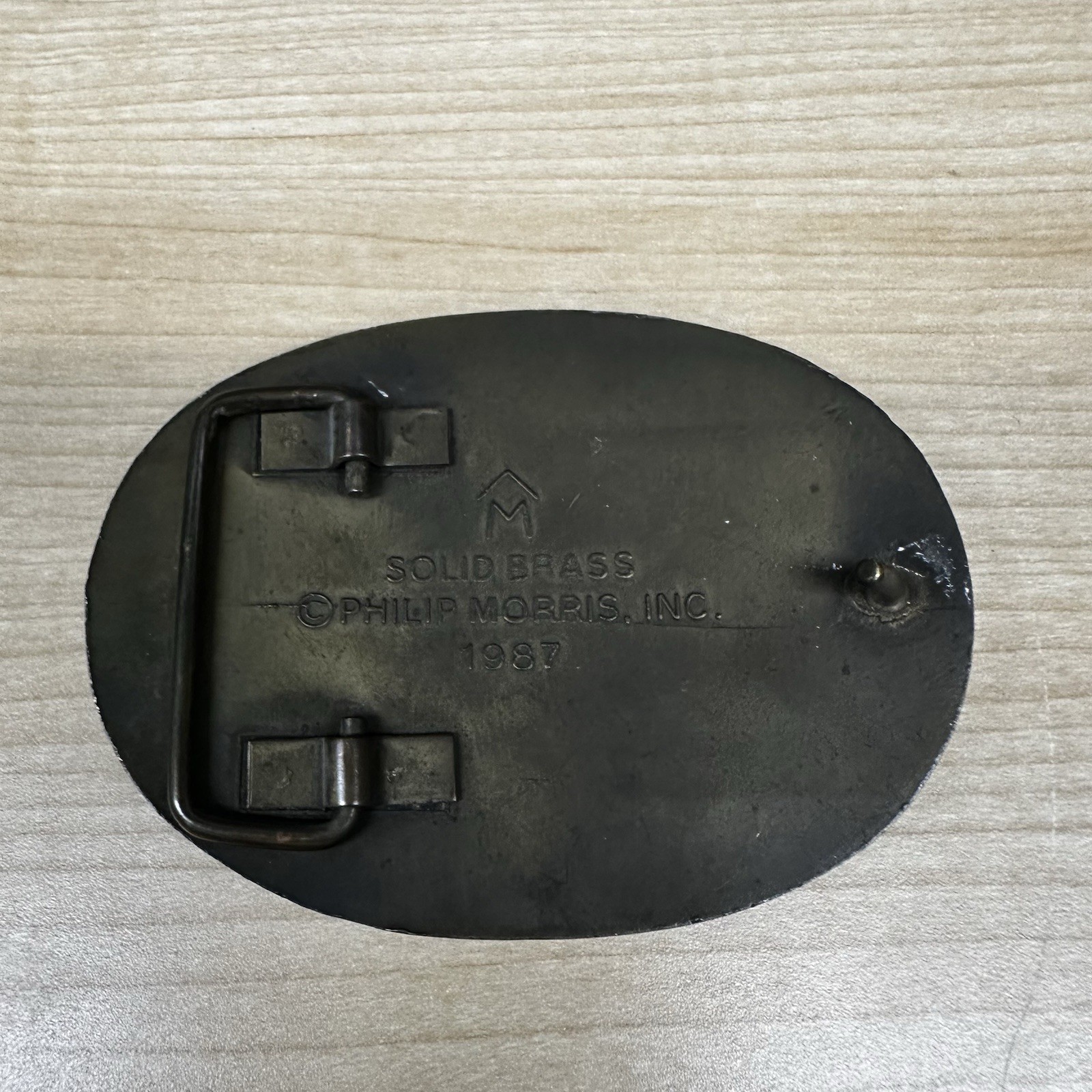 Philip Morris Marlboro Tobacco Texas Longhorn Vintage Solid Brass Belt Buckle