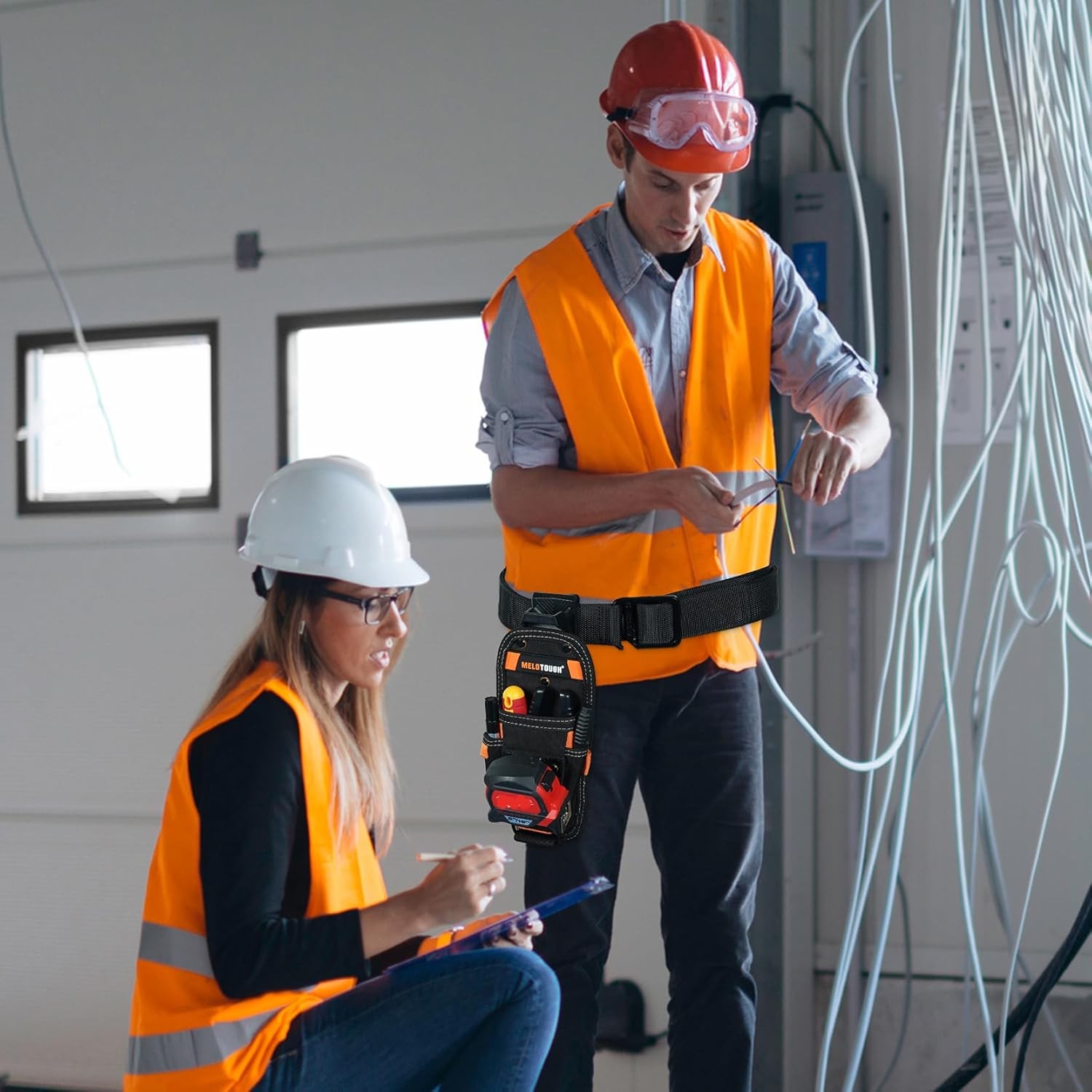 MELOTOUGH Small Tool Pouch With Tapemeasure Clip, Orange 