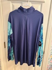 NWT Mens Mossy Oak fishing hunting 1/4 zip performance shirt Large Classic blue