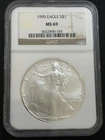 1995 AMERICAN SILVER EAGLE NGC MS 69 BROWN LABEL