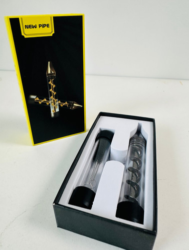 7-in-1 Glass Blunt Pipe Twisty Kit – Gold – Includes Grinder, Cleaning Rod & 3 Glass Tubes