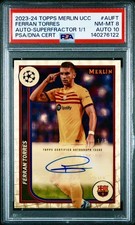 Marketplace image: FERRAN TORRES 1/1 AUTO SUPERFRACTOR TOPPS MERLIN CHROME UEFA 2023-24 PSA AUTO 10