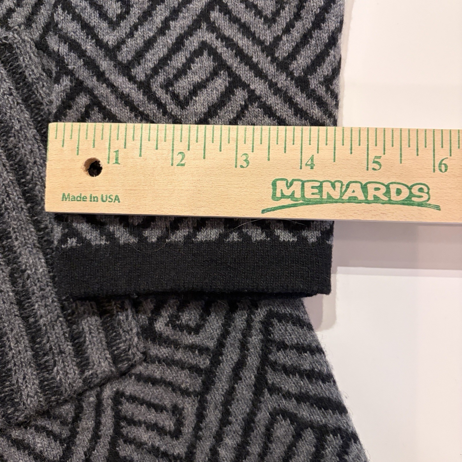 Wool Blend Long Line Geometric Patterned Open Fro… - image 6