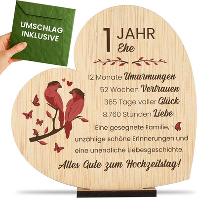 Geschenk zum 1. Hochzeitstag Papierhochzeit Originelles Geschenk zum Ersten Jahr