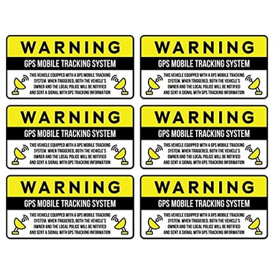 6pc GPS Tracking Anti Theft Stickers for Cars | GPS Tracker Decals for 