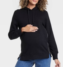 NEW Isabel Maternity Black Long Sleeve Nursing Hoodie Sweatshirt Size Medium