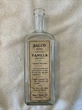 Vintage Balco Brand Imitation Vanilla Flavor 8 Oz Paper Label Bottle Lancaster