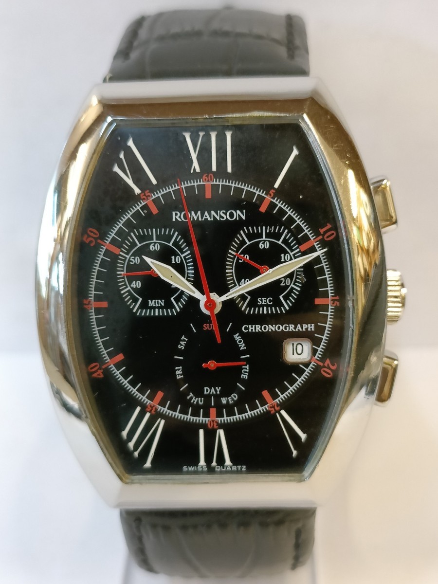 ロマン ROMANSON CHRONOGRAPH QUARTZ BLACK DIAL TL4137HM SWISS MEN'S