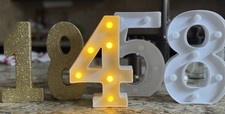 Light Up Plastic Marquee Numbers 5, 4, 8 And Foam Numbers 18