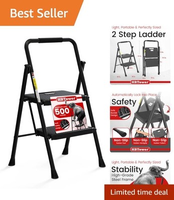 Heavy Duty 500 Pound Capacity Folding Step Stool for Indoor Outdoor