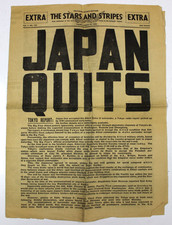 THE STARS AND STRIPES EXTRA 'JAPAN QUITS' NEWSPAPER TUESDAY AUGUST 14TH 1945