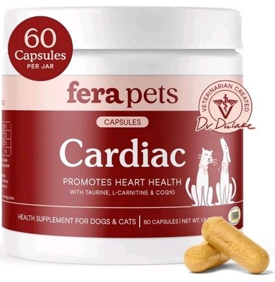 Fera Pets Cardiac Support - Cat  Dog Heart Supplement, Heart Health 60 Ct