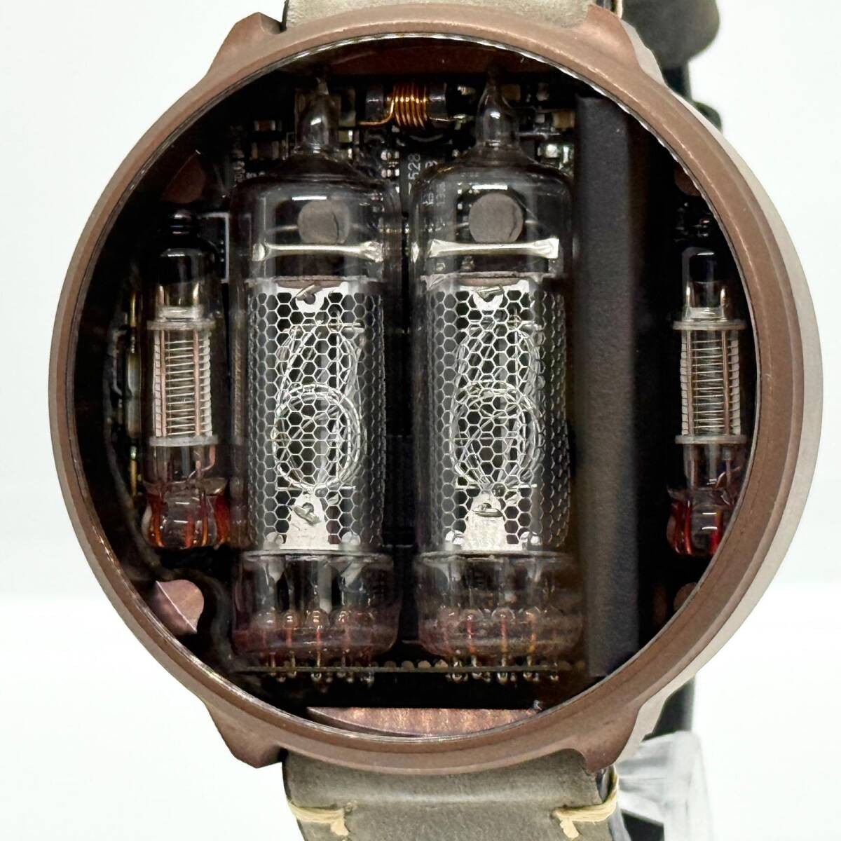 NIWA Watch Nixie V 2.0 Bronze Steel Case Nixie Tube Clear Dial