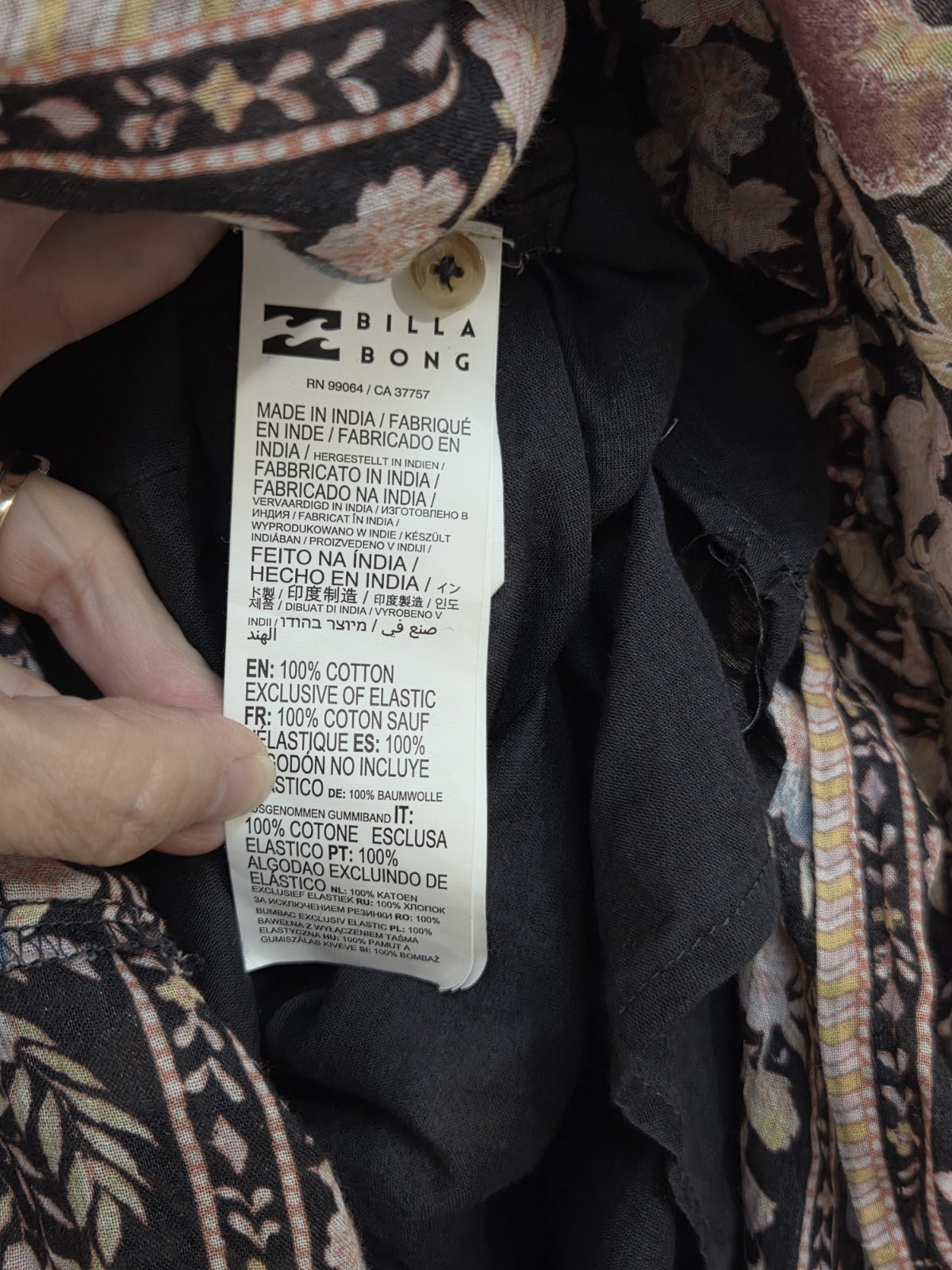 Billabong Adore You Dress XL Floral Maxi Tiered Cotton Boho Peasant Cottage EUC