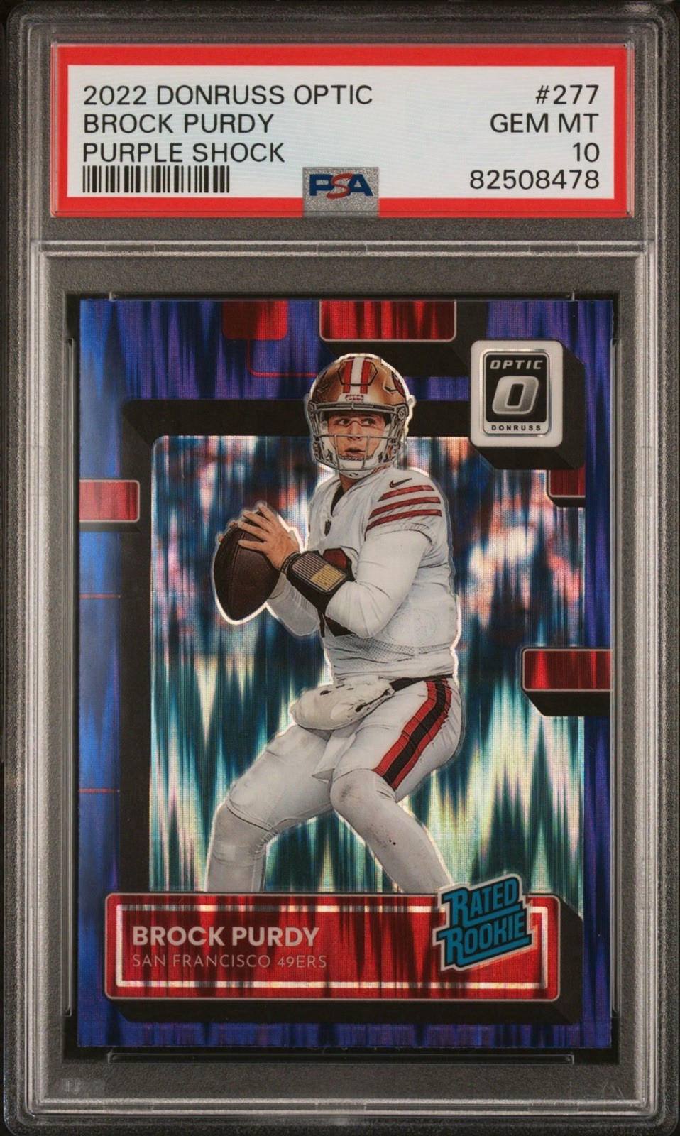 2022 Panini Donruss Optic Brock Purdy #277 Purple Shock (RC) PSA 10