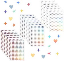 1800Pcs Sparkly Holographic Stickers, 12Sheets Glitter Tiny Heart  Star Sticker