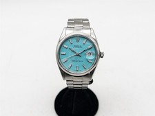 Vintage ROLEX OYSTERDATE SS Tiffany & Co BLUE Mens Ladies 34mm Watch SERVICED