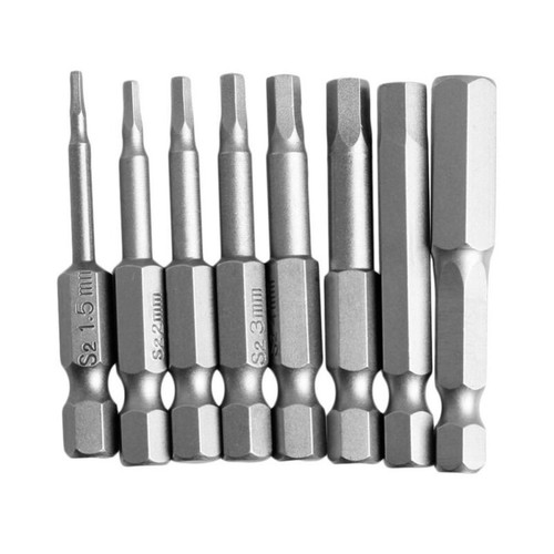 Hex Key Bits Attachment 8pcs Set Quick Connect Power Drill Metric Silver - Picture 23 of 23