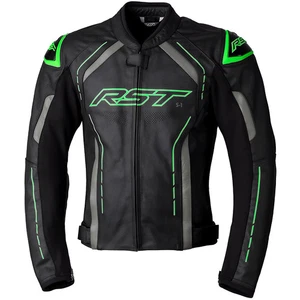 RST S1 Ce Leather Jacket Motorbike Motorcycle Black / Grey / Neon Green