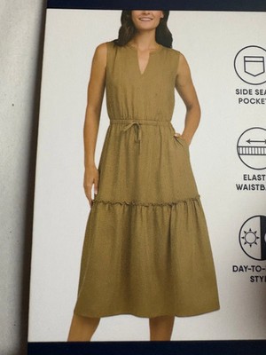 Lands' End Women's Lyocell Tiered Midi Dress, Tan, Size XL | eBay Lands' End Women's Lyocell Tiered Midi Dress, Tan, Size XL | eBay
