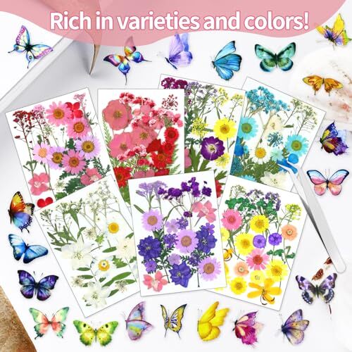 190 Pcs Dried Pressed Flowers for Resin, Real Dried Pressed Flowers for