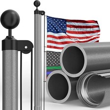 11 Gauge Heavy Duty Flag Pole with Thickened Aluminum Ball - 30FT Grey Extra Thi