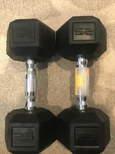 CAP Rubber Coated Hex 25lb Dumbbell Set 50lb Total Wght(2 dumbbells,25lb each)