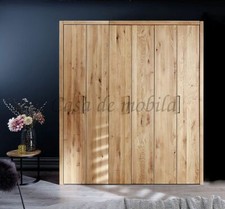 Massivholz Falttüren-schrank 3türig rustikale Wildeiche geölt NEU Kleiderschrank