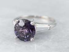 Platinum Color Change Sapphire And Diamond Ring