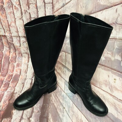 Lucky Brand Heston Women 7W Black Leather Equestrian Tall Zip Calf Riding  Boots