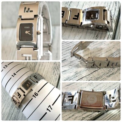 FENDI Watch 3150L Black Silver Rare Used From Japan Check