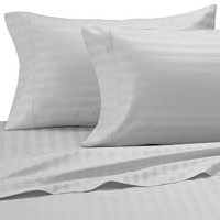 Classic Stripe 500 Thread Count Egyptian Cotton King Size Duvet Cover Silver Classic Stripe 500 Thread Count Egyptian Cotton King Size Duvet Cover Silver