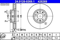 2X ATE 24.0128-0269.1 Bremsscheibe FüR CitroËN DS Opel Peugeot Vauxhall