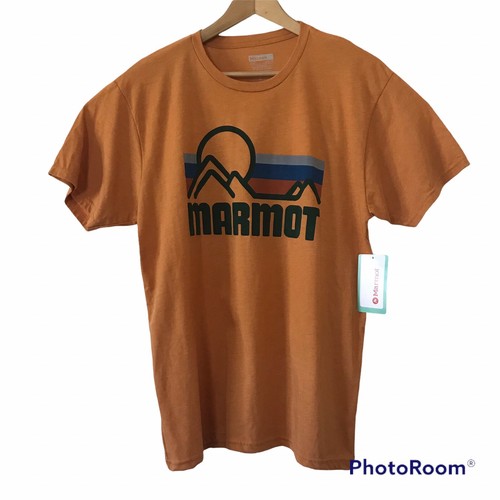 MARMOT Tee Mens COASTAL T-Shirt SS Aztec Gold Heather Large Graphic Organic $29