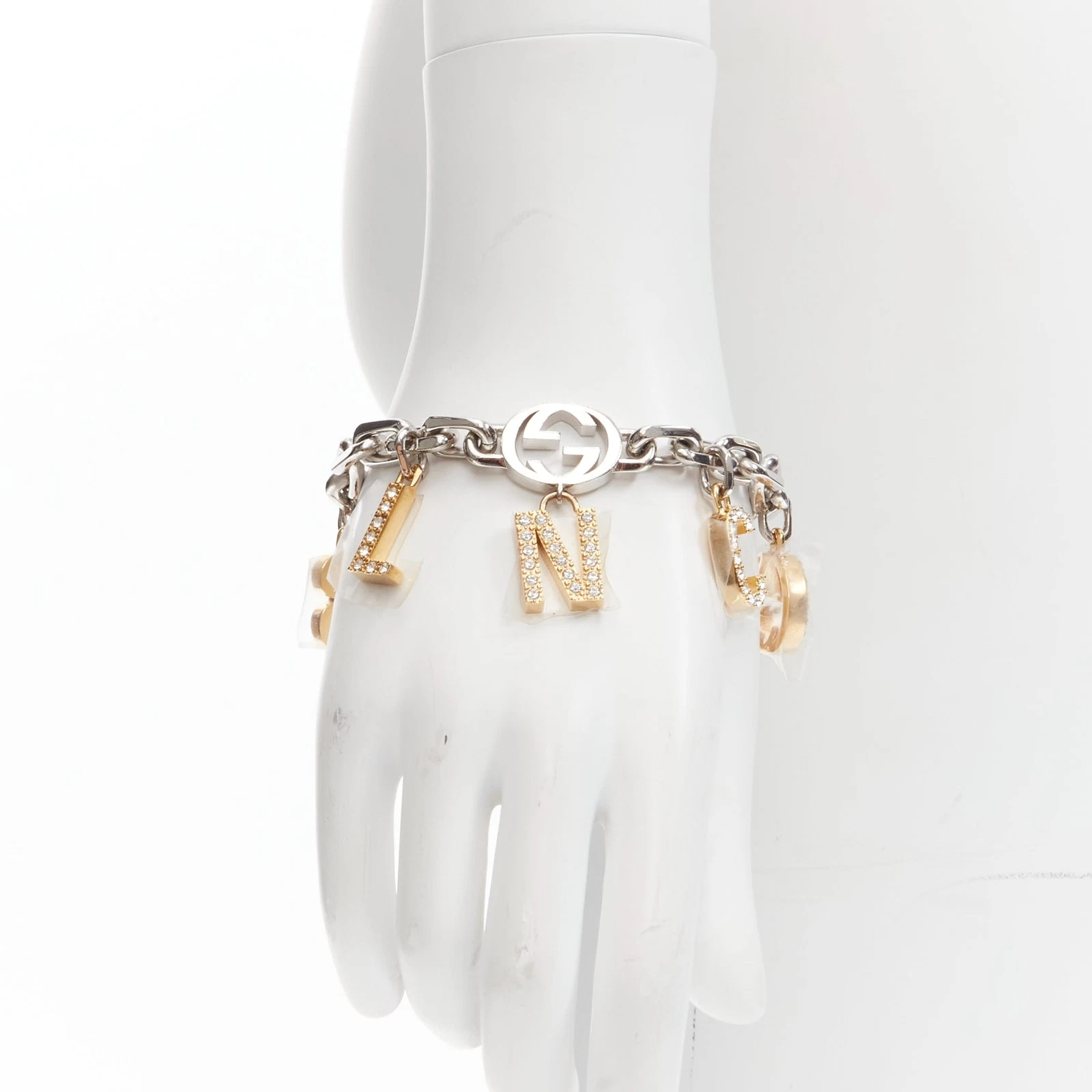 Bracelet breloques GUCCI BALENCIAGA 2021 Hacker Project or argent logo GG B