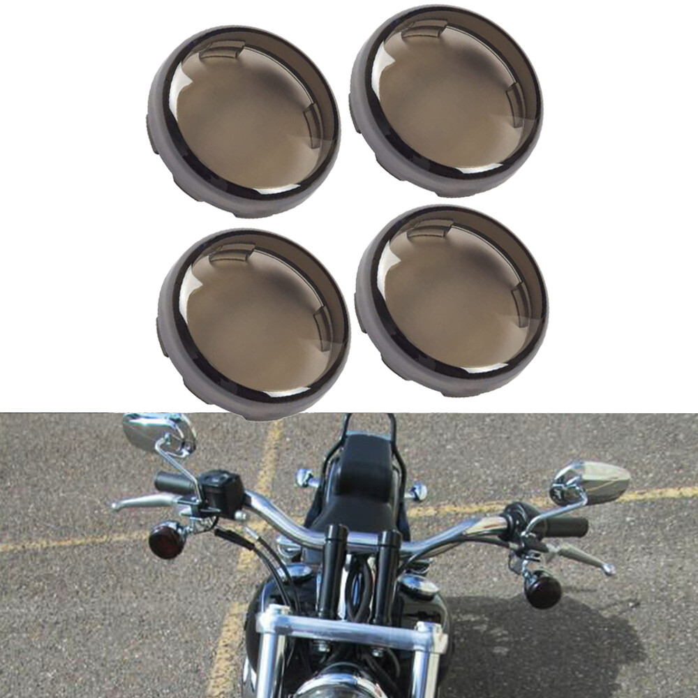 4pcs Smoke Turn Signal Light Smoke Lens Covers For Harley