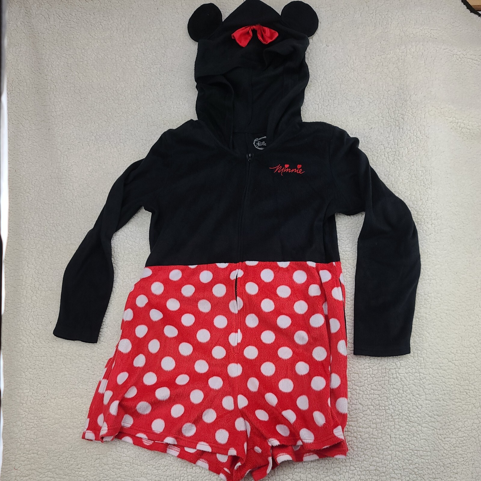Disney Womens Minnie Mouse Hooded Pajamas Fleece Size L/XL Shorts