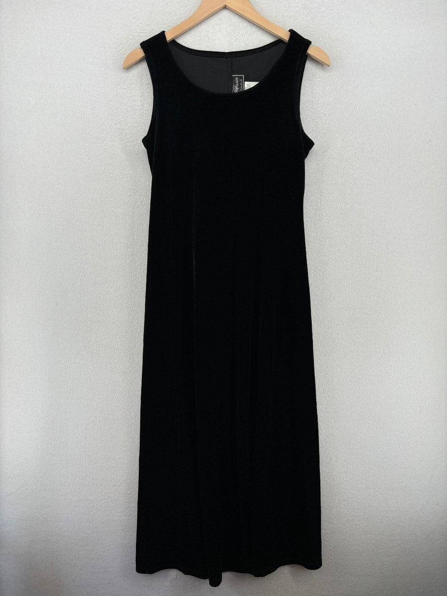 MOLLY MALLOY Dress Velvet Velour Evening Velvet Sheath Cocktail Black VTG  USA