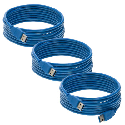 3 pcs 10FT USB 3.0 Cable High Speed Type A Male Printer Data Transfer Laptop