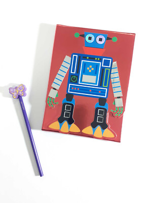 A5 Notebook Writing Robot Ruled Lined Paper Hard Cover High Cute GIFT20 ID NB20